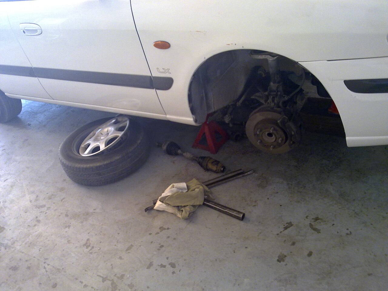 Brake rotor with the wheel removed