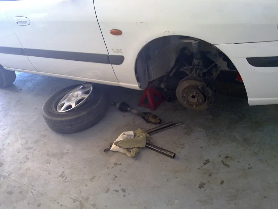 Brake rotor with the wheel removed